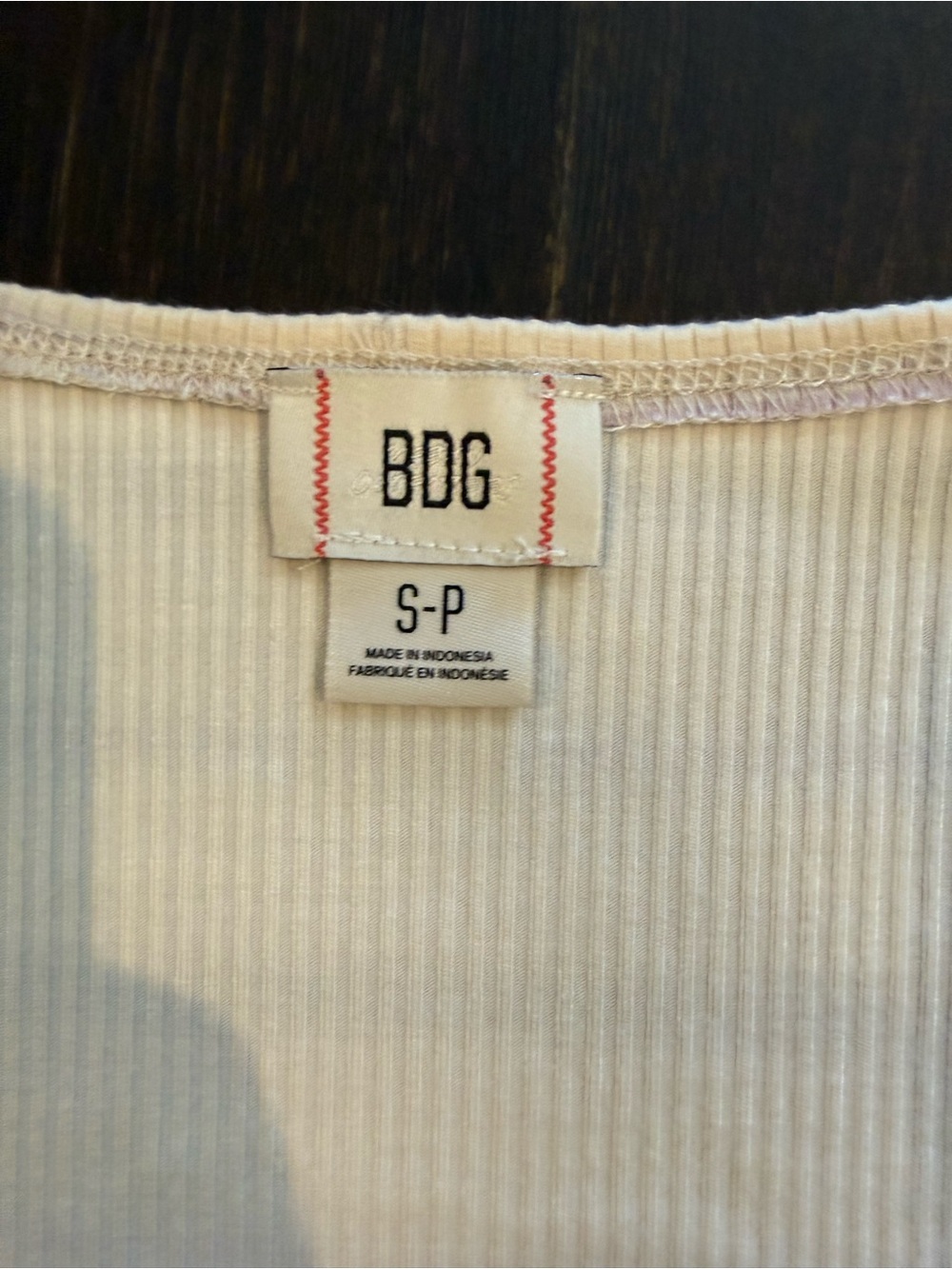 BDG Cream Ribbed Scoop Neck Tee with Light Purple & Tan Stripes - Picture 2 of 3